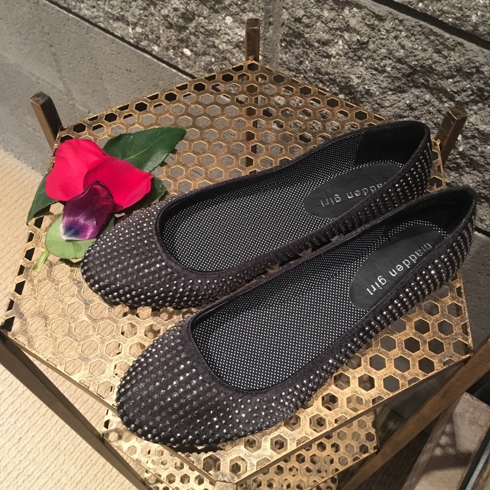 Madden Girl Tazorr Black Flats, NWOT! Sz8.5